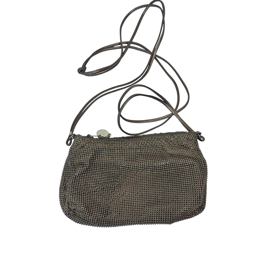 WHITING & DAVIS Vintage Bronze Metal Mesh Crossbody Bag Metallic Evening Purse
